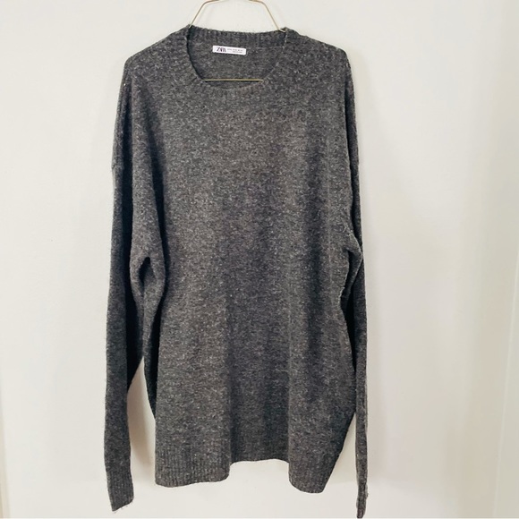 Zara Sweaters Zara Crew Neck Chunky Cozy Knit Sweater Size Xl Grey